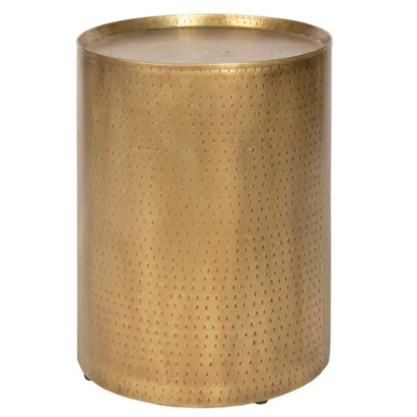 Accent & End Tables-Kirkland's Home Hammered Brass Barrel Accent Table