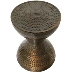 Accent & End Tables-Kirkland's Home Hammered Bronze Iron Hourglass Accent Table Brown