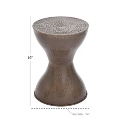 Accent & End Tables-Kirkland's Home Hammered Bronze Iron Hourglass Accent Table Brown