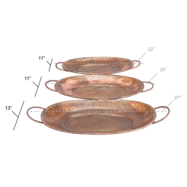 Decorative Trays-Kirkland's Home Hammered Copper 3-Pc. Iridescent Tray Set Brown