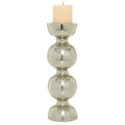 Candle Holders-Kirkland's Home Hammered Metal Orb Candle Holder, 18 In. Silver