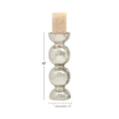 Candle Holders-Kirkland's Home Hammered Metal Orb Candle Holder, 18 In. Silver