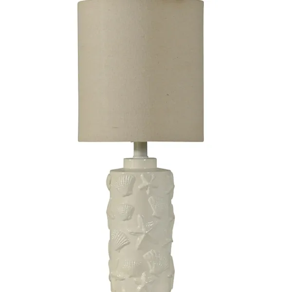 Table Lamps-Kirkland's Home Hand Carved White Seashell Table Lamp Gray