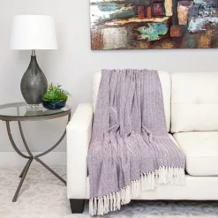 Blankets & Throws-Kirkland's Home Hand Loomed Herringbone Throw Purple