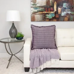 Blankets & Throws-Kirkland's Home Hand Loomed Herringbone Throw Purple