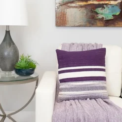 Blankets & Throws-Kirkland's Home Hand Loomed Herringbone Throw Purple