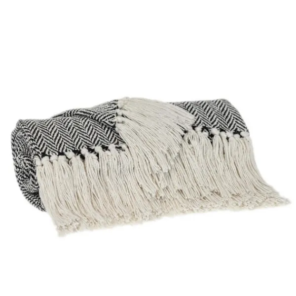 Blankets & Throws-Kirkland's Home Hand Loomed Herringbone Throw Black