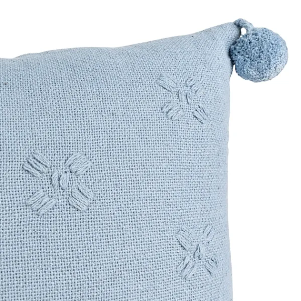 Pillows-Kirkland's Home Hand Stitched Floral Lumbar Pillow Blue