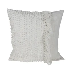 Pillows-Kirkland's Home Hand Woven Pulled Knot Pillow White