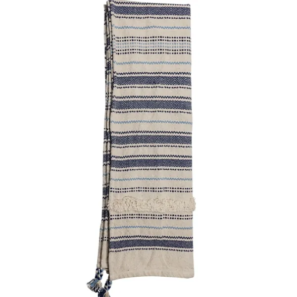 Blankets & Throws-Kirkland's Home Hand Woven Striped Throw Blanket Blue