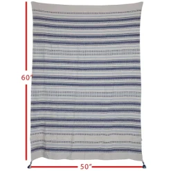 Blankets & Throws-Kirkland's Home Hand Woven Striped Throw Blanket Blue