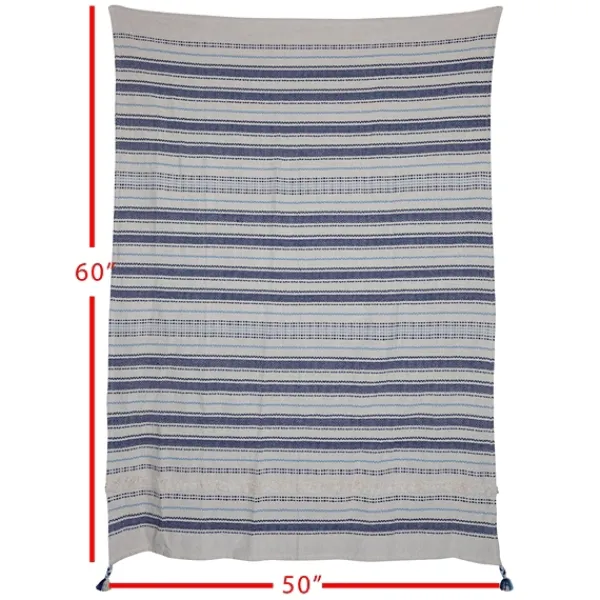 Blankets & Throws-Kirkland's Home Hand Woven Striped Throw Blanket Blue