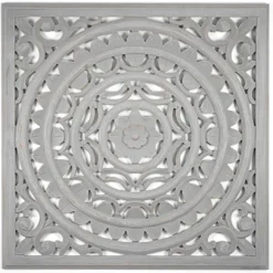 Wall Plaques-Kirkland's Home Handcarved Floral Medallion Wood Wall Plaque Gray