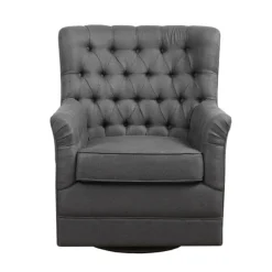 Accent Chairs-Kirkland's Home Hand-Tufted Swivel Glider Accent Chair Gray