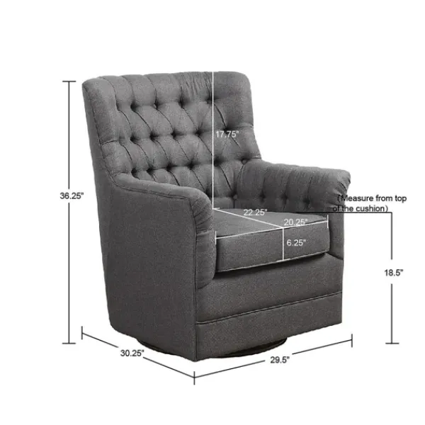 Accent Chairs-Kirkland's Home Hand-Tufted Swivel Glider Accent Chair Gray