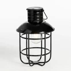 Outdoor Lighting-Kirkland's Home Hanging Cage Solar Powered Lantern Black