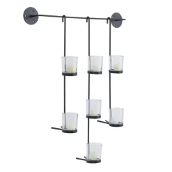 Sconces-Kirkland's Home Hanging Glass Votive Wall Plaque Black