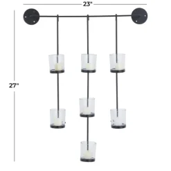 Sconces-Kirkland's Home Hanging Glass Votive Wall Plaque Black