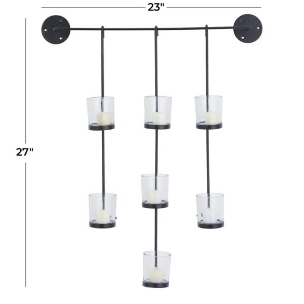 Sconces-Kirkland's Home Hanging Glass Votive Wall Plaque Black