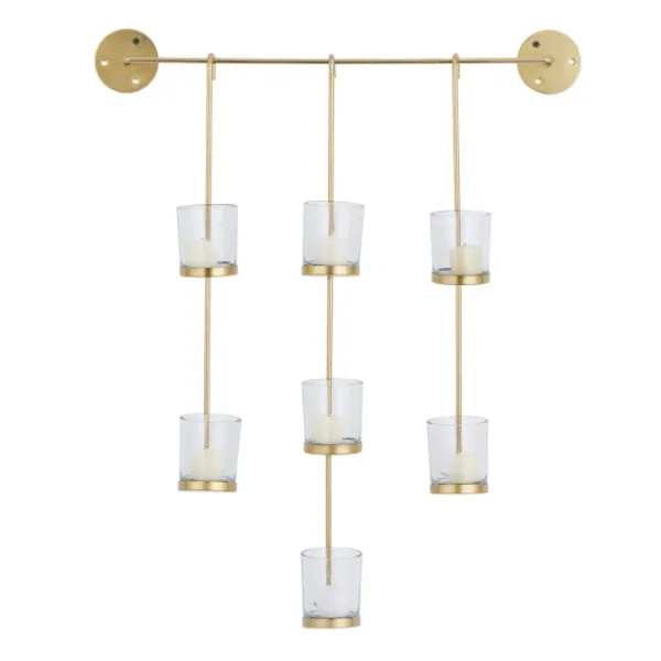Sconces-Kirkland's Home Hanging Glass Votive Wall Plaque Gold