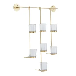 Sconces-Kirkland's Home Hanging Glass Votive Wall Plaque Gold