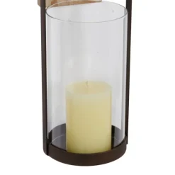 Sconces-Kirkland's Home Hanging Lantern Fir Wood And Iron Sconce