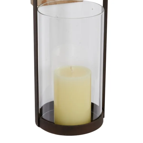 Sconces-Kirkland's Home Hanging Lantern Fir Wood And Iron Sconce