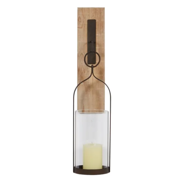 Sconces-Kirkland's Home Hanging Lantern Fir Wood And Iron Sconce