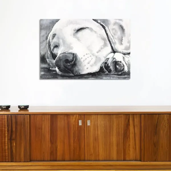 Canvas Art-Kirkland's Home Happy Dreams Dog Giclee Canvas Art Print, 40X26 Gray