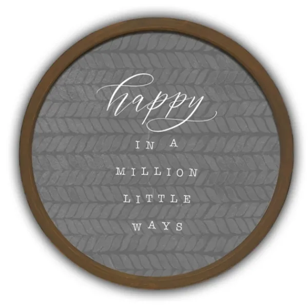 Wall Quotes & Signs-Kirkland's Home Happy In A Million Ways Round Framed Plaque Brown