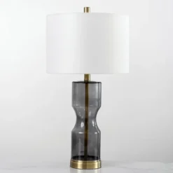 Table Lamps-Kirkland's Home Hayley Smoke Hourglass Table Lamp White