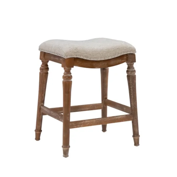 Bar Stools & Counter Height Stools-Kirkland's Home Hazelnut Upholstered Curved Seat Counter Stool Gray