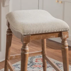 Bar Stools & Counter Height Stools-Kirkland's Home Hazelnut Upholstered Curved Seat Counter Stool Gray