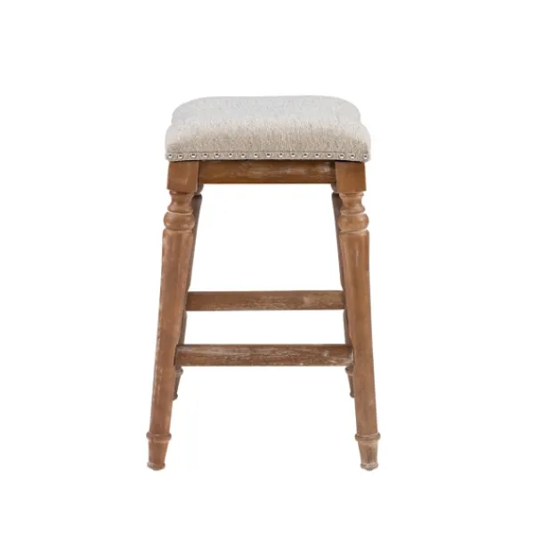 Bar Stools & Counter Height Stools-Kirkland's Home Hazelnut Upholstered Curved Seat Counter Stool Gray