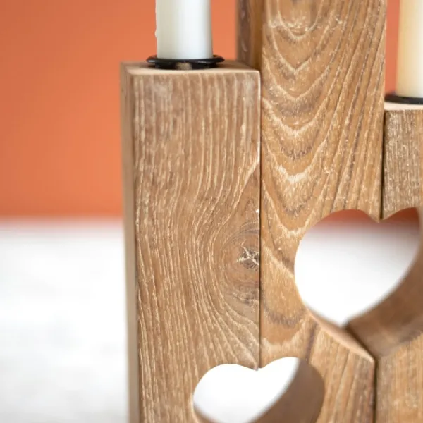 Candle Holders-Kirkland's Home Heart Cutout Wood Taper Candle Holders, Set Of 3 Brown
