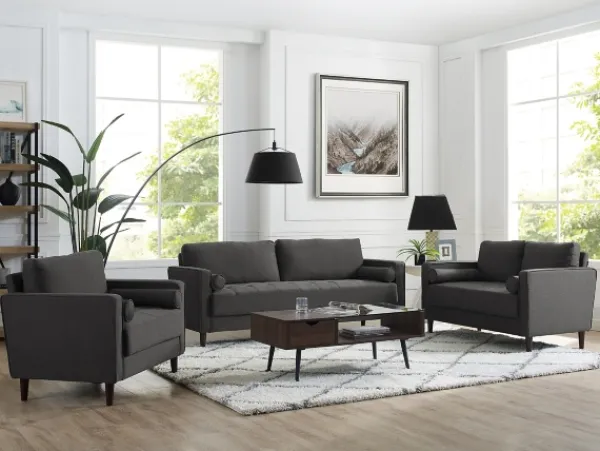 Sofas & Loveseats-Kirkland's Home Heather Chelsea Modern Sofa Gray