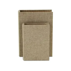 Baskets & Boxes-Kirkland's Home Heathered Beige Linen Book Boxes, Set Of 2 Tan