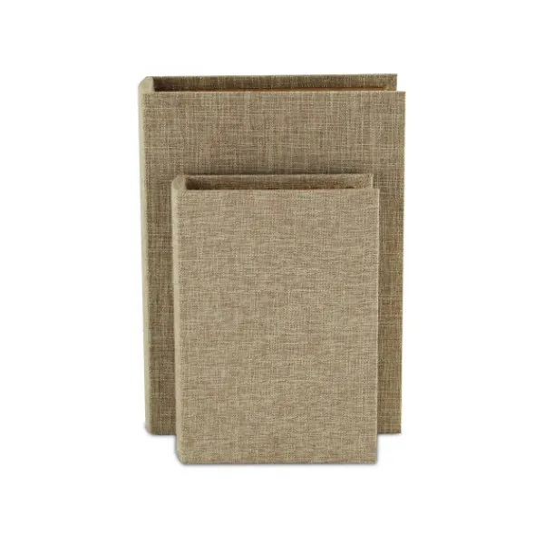 Baskets & Boxes-Kirkland's Home Heathered Beige Linen Book Boxes, Set Of 2 Tan