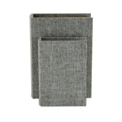 Baskets & Boxes-Kirkland's Home Heathered Linen Book Boxes, Set Of 2 Gray