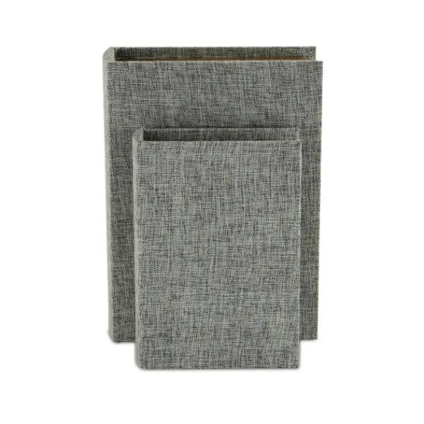 Baskets & Boxes-Kirkland's Home Heathered Linen Book Boxes, Set Of 2 Gray