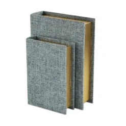 Baskets & Boxes-Kirkland's Home Heathered Linen Book Boxes, Set Of 2 Blue