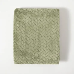 Blankets & Throws-Kirkland's Home Heavenly Herringbone Plush Throw Green