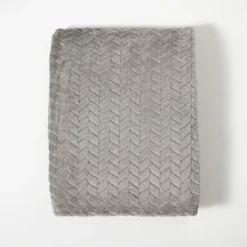 Blankets & Throws-Kirkland's Home Heavenly Herringbone Plush Throw Gray