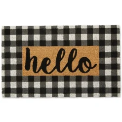 Doormats-Kirkland's Home Hello Buffalo Check Doormat Tan/Black