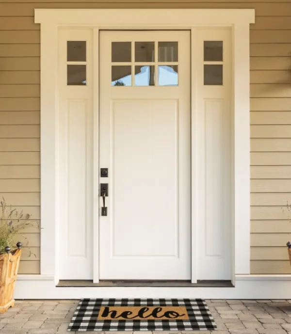 Doormats-Kirkland's Home Hello Buffalo Check Doormat Tan/Black