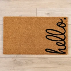 Doormats-Kirkland's Home Hello Side Coir Doormat Tan/Black