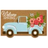 Doormats-Kirkland's Home Hello Spring Flower Truck Coir Doormat Tan/Blue/Pink