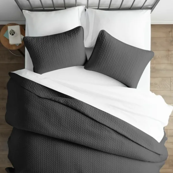 Bedspreads & Coverlets-Kirkland's Home Herring Quilted 3-Pc. King Coverlet Set Gray