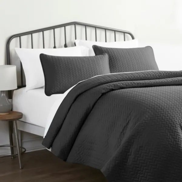 Bedspreads & Coverlets-Kirkland's Home Herring Quilted 3-Pc. King Coverlet Set Gray
