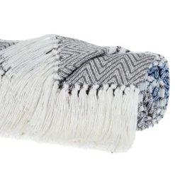 Blankets & Throws-Kirkland's Home Herringbone Multi Striped Throw Black